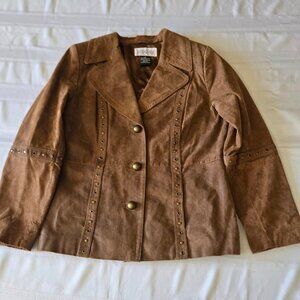 Size Small Bradley Bayou Brown Leather Studded Jacket/Blazer